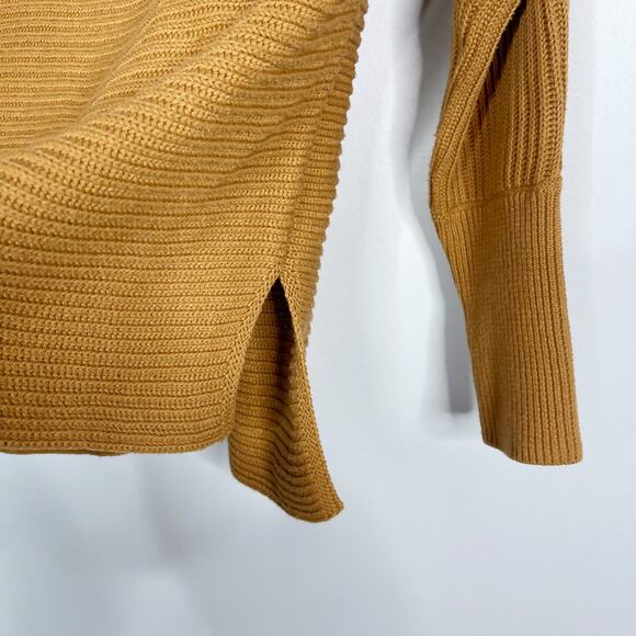 Rachel Zoe Medium M Brown Orange Ribbed Scoop Neck Sweater Long Sleeve Cotton - Picture 4 of 7